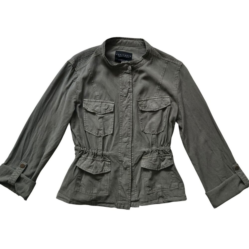 Sanctuary Olive Green Utility Jacket L Drawstring Waist, 4 Pockets Fits Medium